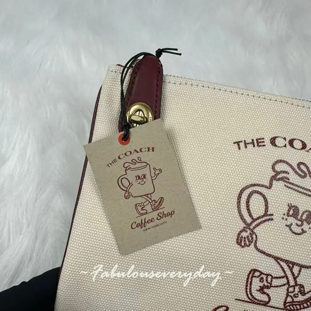 The Coach Coffee Shop Official Pouch Clutch Bag Canvas CS485 NWT - Picture 3 of 8